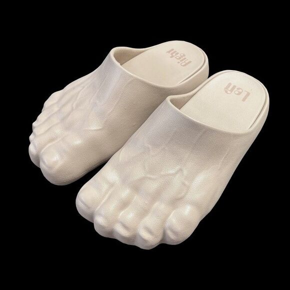NEW Imran Potato ‘CAVEMAN GLOGS’• Sz Large (10-12)• Clogs Slippers • Light Nude - Picture 1 of 4